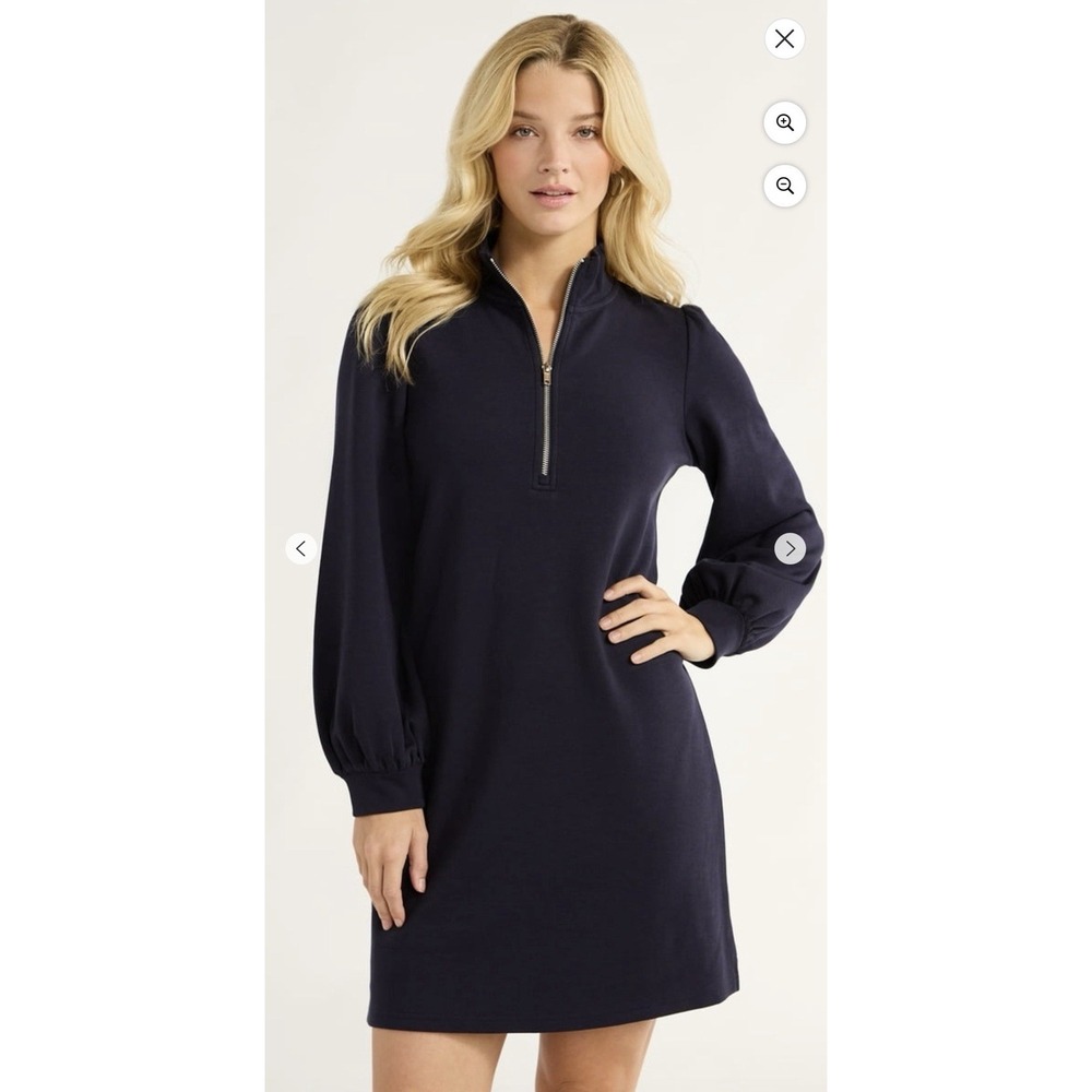 Free Assembly Women's Medium Navy Blue 1/2 Zip Sweatshirt Dress Casual Preppy